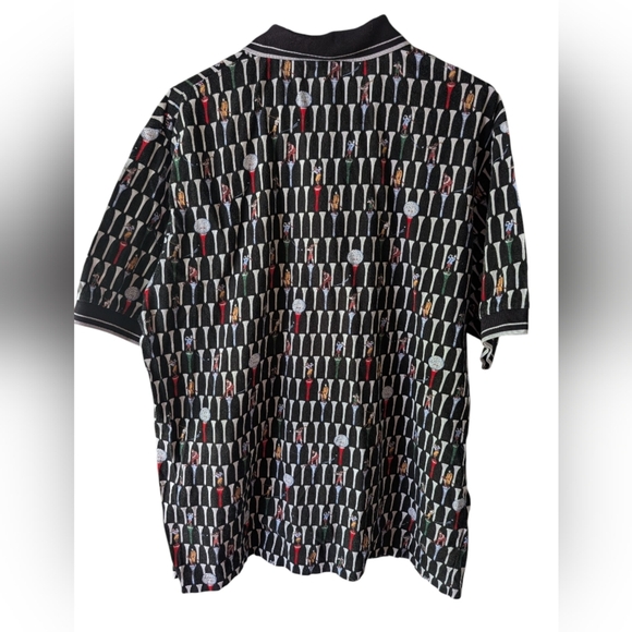 Nicole Miller Black Patterned Polo Shirt - Picture 3 of 4